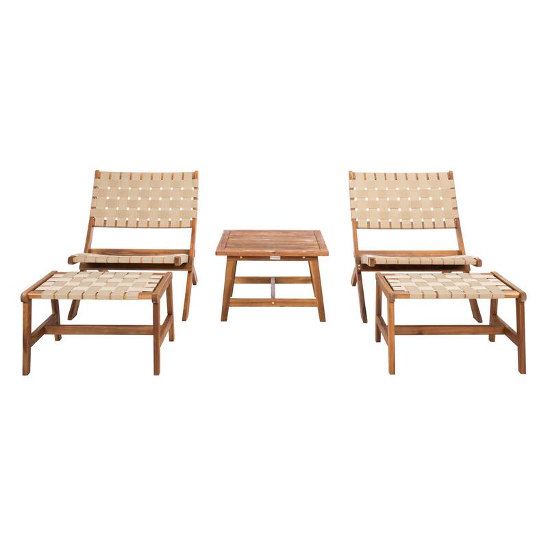 SAFAVIEH Outdoor Zehra Set - 24W x 28D x 31H - Natural/Light Brown