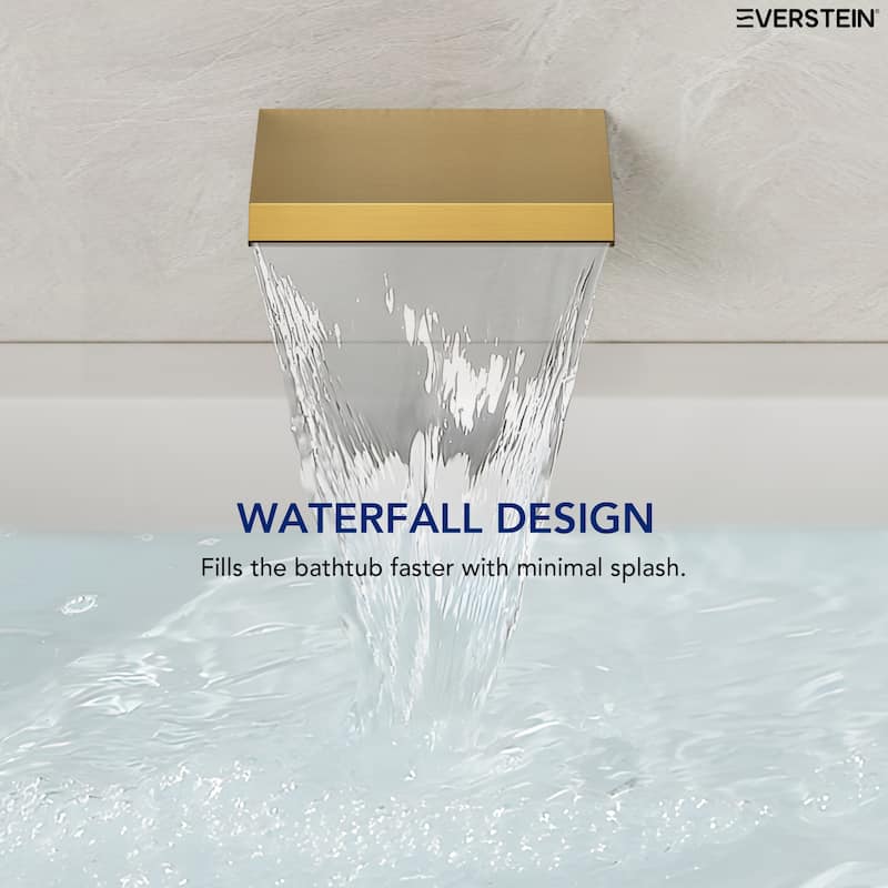 Waterfall Tub Faucet with Rough-in Valve,Wall Mounted Tub Spout with Handheld Shower