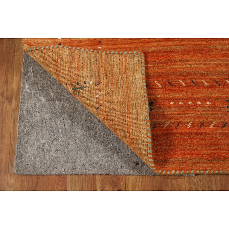 Orange Gabbeh Indian Rug Handmade Bedroom Wool Carpet - 4'1" x 5'8"