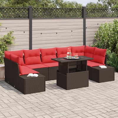 vidaXL 8 Piece Garden Sofa Set with Cushions - 113.8×60.6×27.2