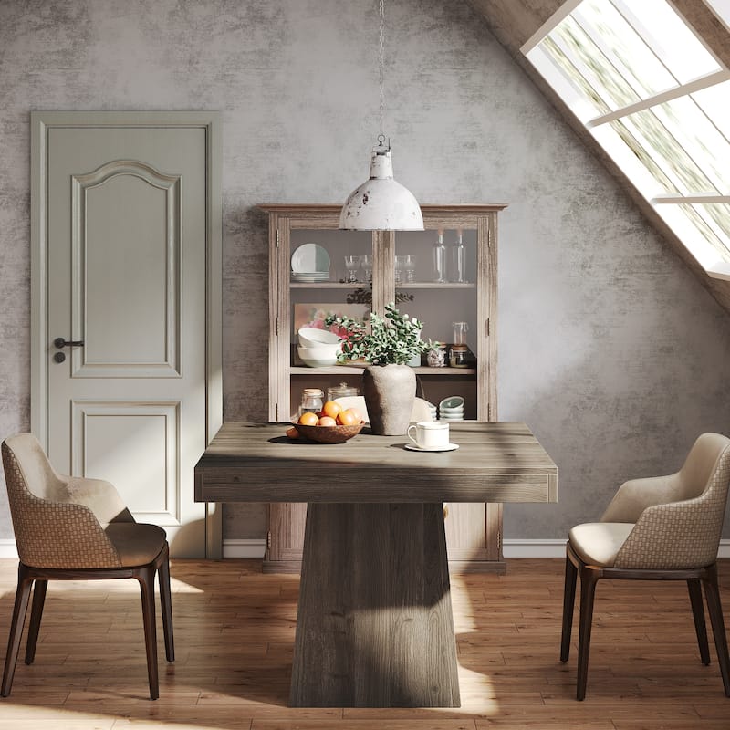 Square Dining Table for 4, 31.5-Inch Kitchen Table with Pedestal Base - 31.5"D x 31.5"W x 29.53"H