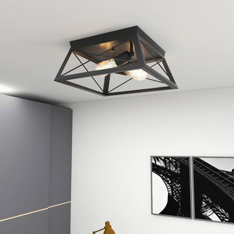 2 Light Farmhouse Flush Mount Ceiling Light
