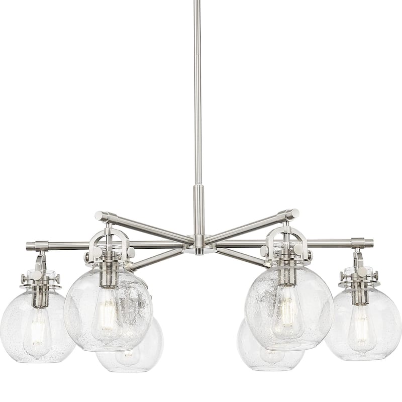 Innovations Lighting 410-6CR-16-26 Newton Sphere Chandelier Newton - Satin Nickel / Seedy