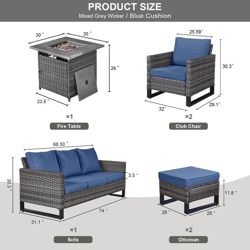 Gymojoy Outdoor Fire Pit Conversation Set, Patio Furniture with Cushions