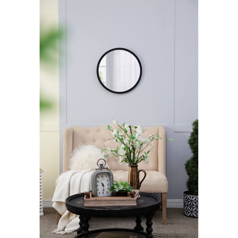 20" x 20" Circle Wall Mirror with Wooden Frame,Wall Mirror for Living Room Dining Room