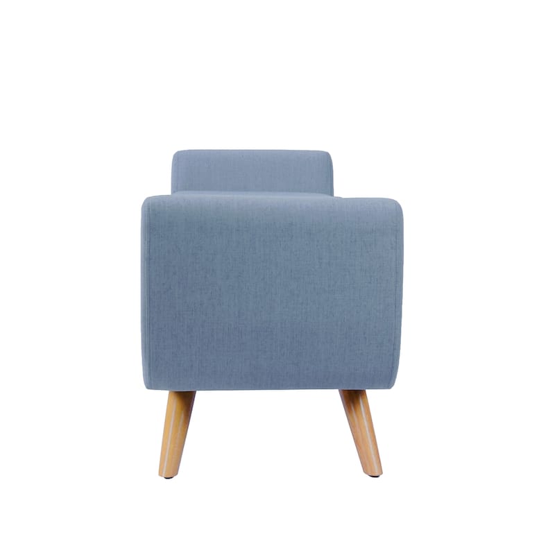 Rae Storage Bench Ottoman with Arms, French Blue Woven Fabric, 60 Inch