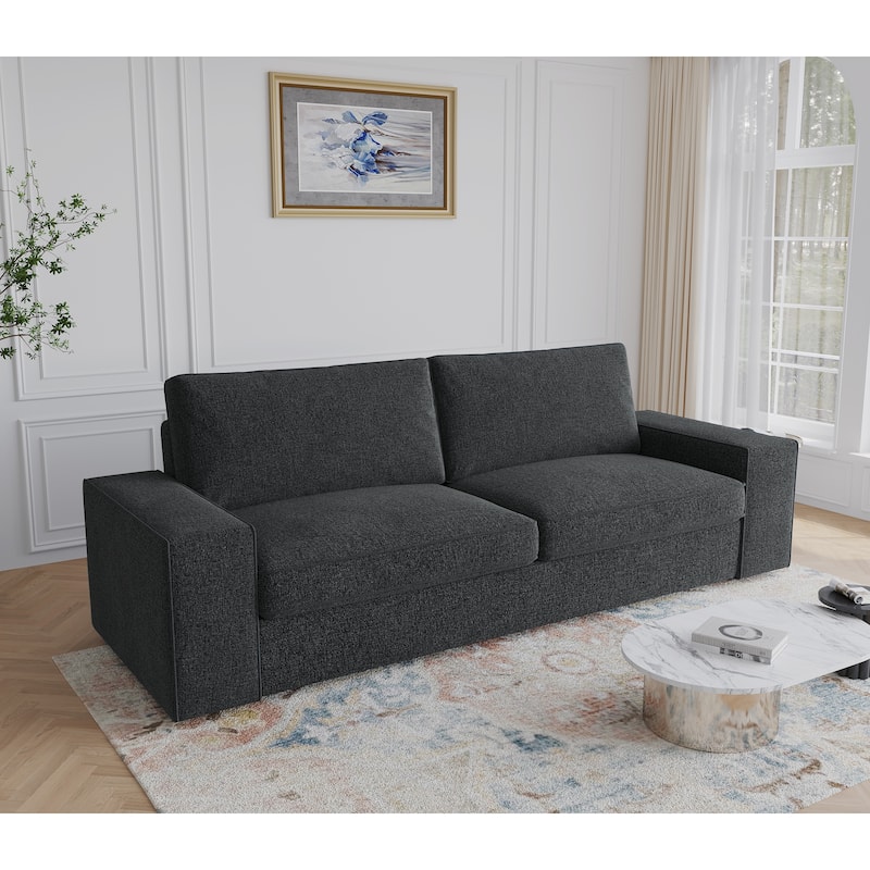 80" Linen 3-Seat Sofa Living Room Loveseat - Dark Grey