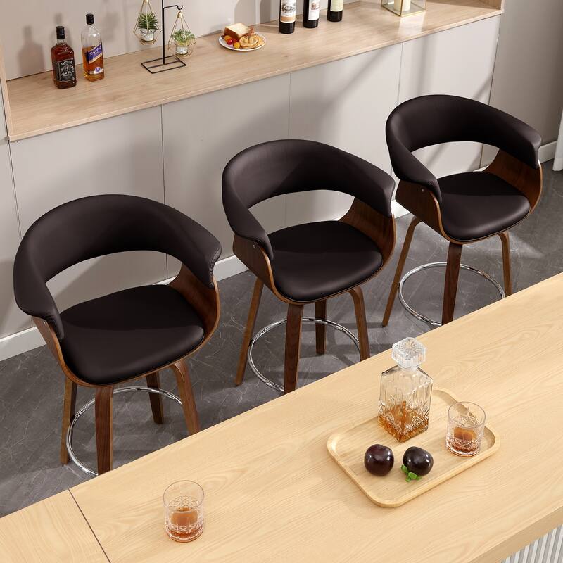 Modern Swivel Bar Stools Upholstered Counter Height Stools, Set of 2