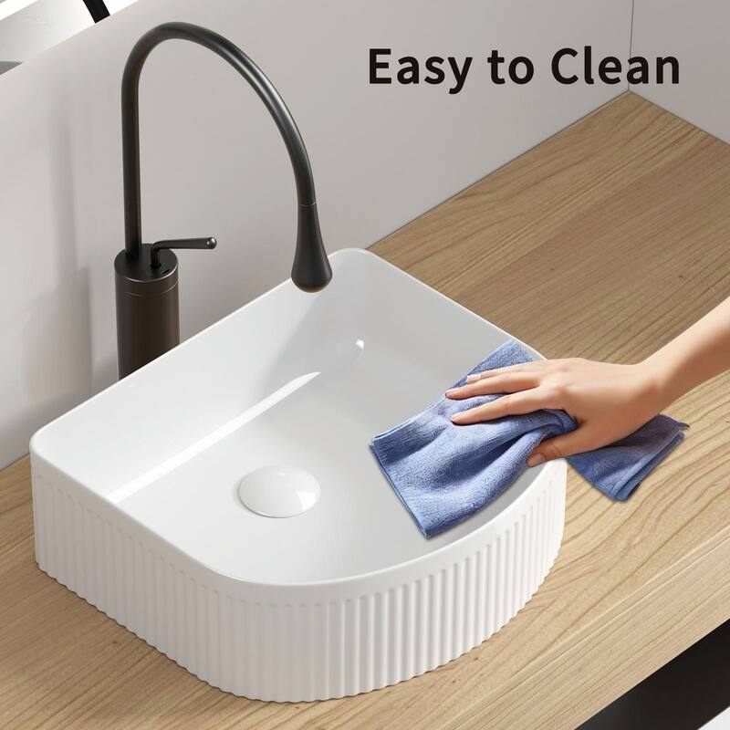 Rectangle Vessel Sink for Bathrooms - Modern Small Above Counter Ceramic Sink Bowl