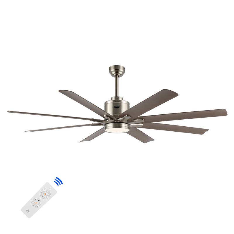 Miranda 66" 1-Light Contemporary Iron Mobile-App/Remote-Controlled 6-Speed Ceiling Fan with Integrated LED Light by JONATHAN Y