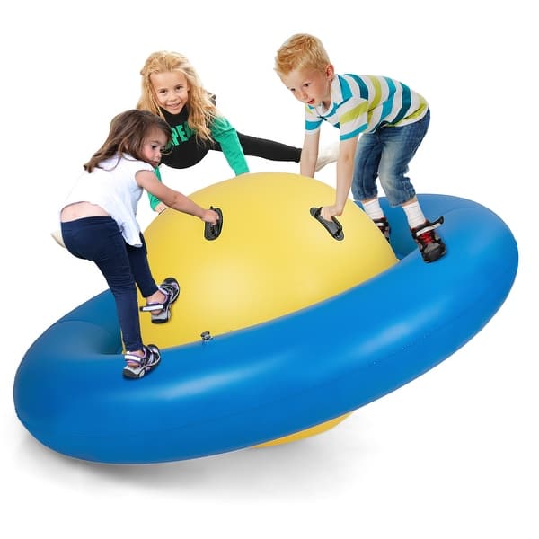 slide 2 of 9, 7.5 Foot Giant Inflatable Dome Rocker Bouncer with 6 Built-in Handles for Kids 5-7 Years