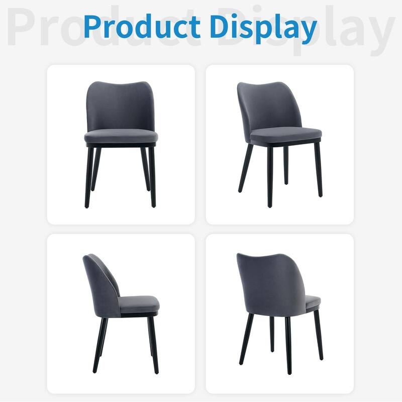 Set of 2 Upholstered Dining Dining Chair with Velvet/Linen Padded Seat and Wood Legs