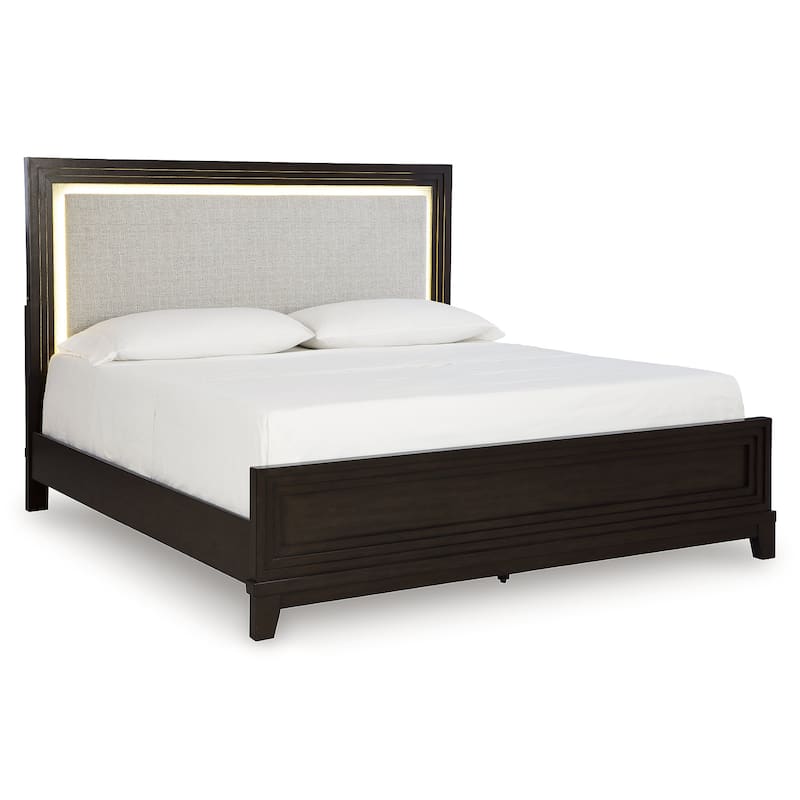 Signature Design by Ashley Neymorton Light Gray/Brown Upholstered Panel Headboard