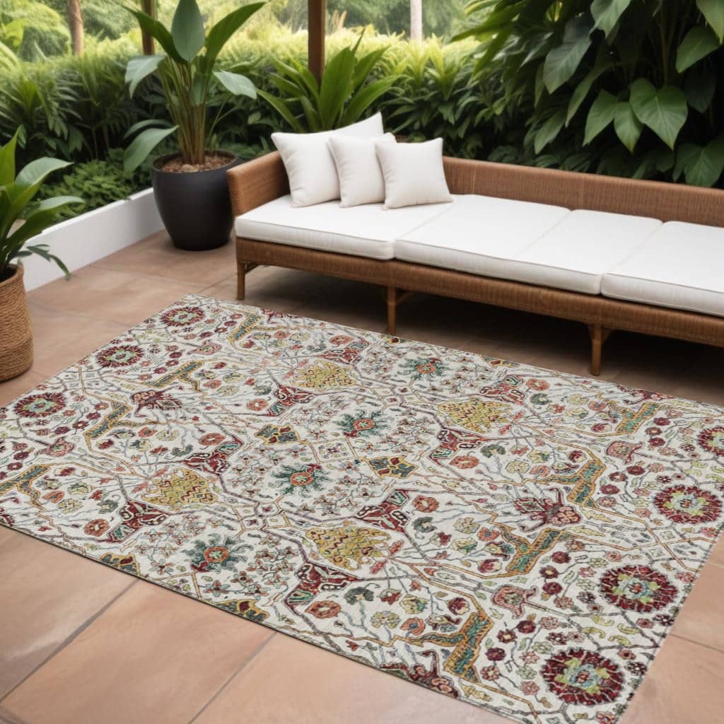 HomeRoots Floral Transitional Rectangle Outdoor Rug