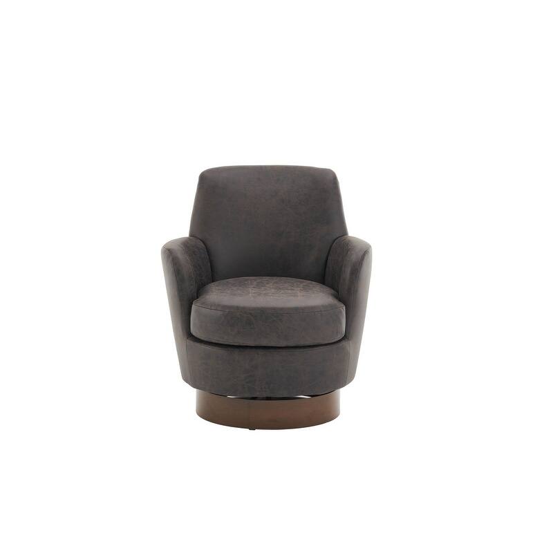 Comfy PU leather Swivel Barrel Chair with Gold Stainless Steel Base