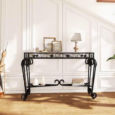 Modern Style Fancy Glass and Metal Console Table