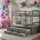 preview thumbnail 2 of 10, Twin Bunk Bed with Ladder, Safety Rail, Twin Trundle Bed with 3 Drawers for Teens Bedroom, Guest Room Furniture