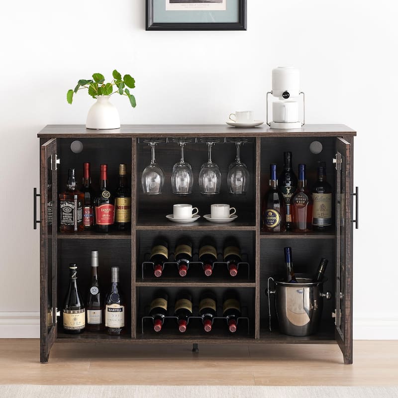 Wine Bar Cabinet with LED Light - 15.7"D x 47.2"W x 34.61"H
