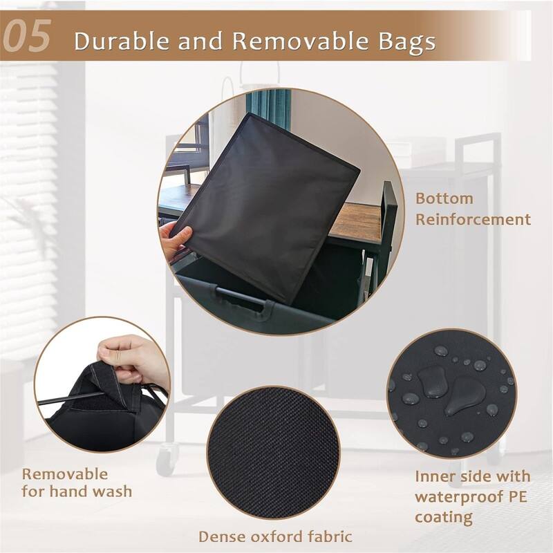 Rolling Laundry Hamper with Shelf - 13"D x 30"W x 31"H