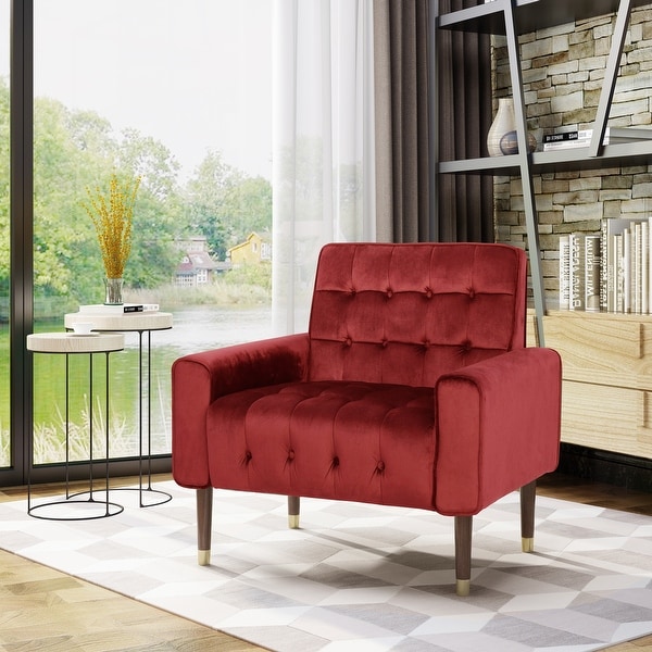 Bourchier Button-tufted Velvet Armchair by Christopher Knight Home. Opens flyout.