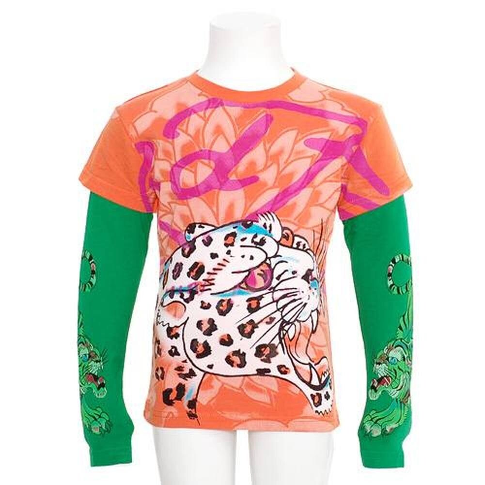 Shop Ed Hardy Toddler Girls Orange Layered Panther Graphic T Shirt