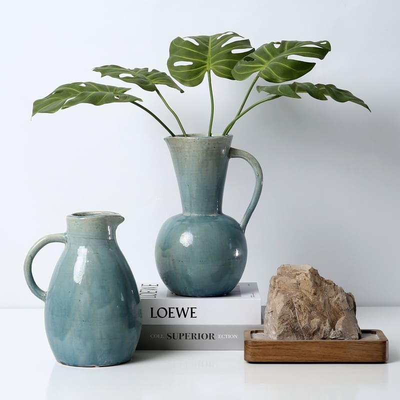 Approx. 9.5" H Vintage Style Blue-Green Pitcher (3.5" Opening)