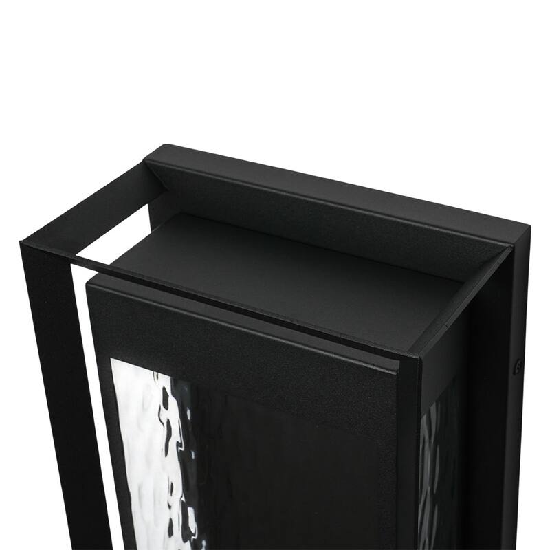 Dimmable LED Rectangle Frame Water Patterned Exterior Wall Sconce - 7.9 in