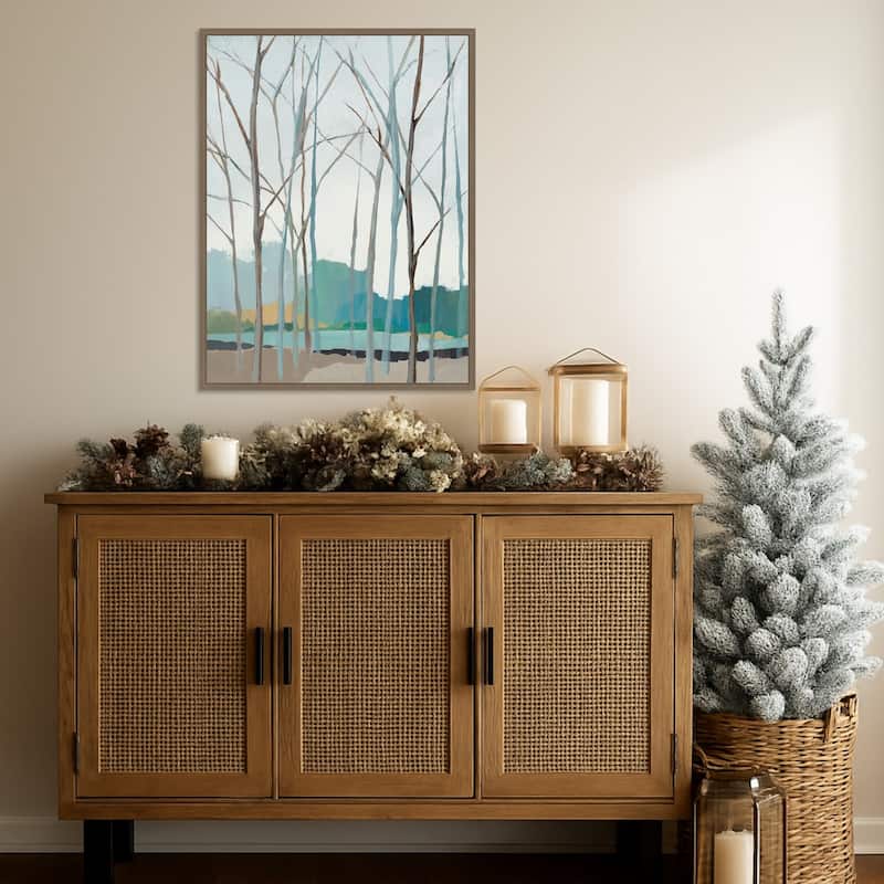 Winter Trees II by Isabelle Z Framed Canvas Wall Art Print - Sylvie Dark Gold