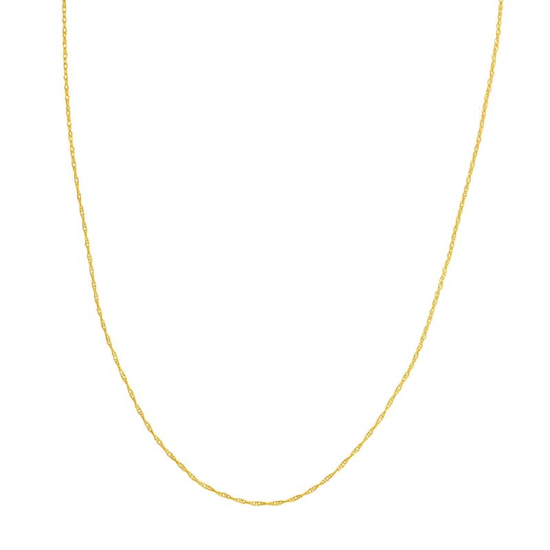Curata 10k Yellow Gold 1.2mm Light Weight Rope Chain Necklace (Lobster)