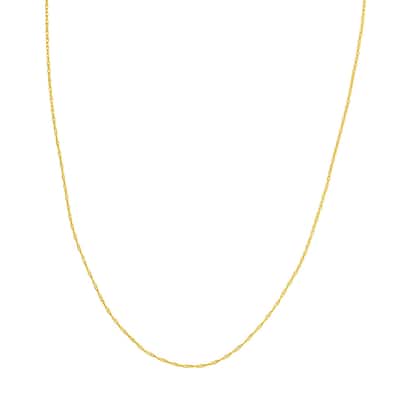 Curata 10k Yellow Gold 1.2mm Light Weight Rope Chain Necklace (Lobster)