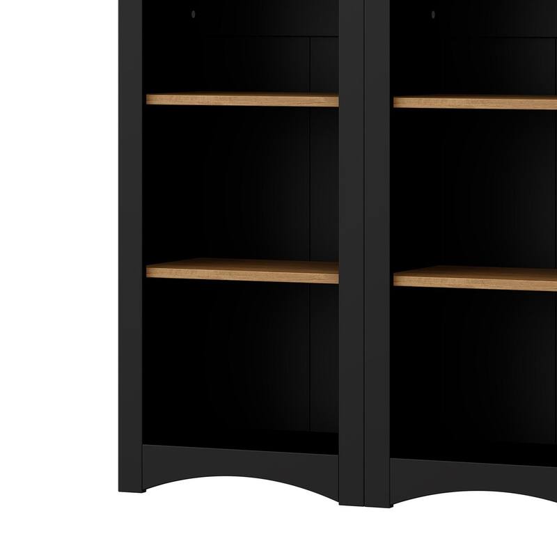 Free Standing 5 Tier Bookshelves Set of 2, Farmhouse Two-Tone Storage Cabinet - 39.3" W × 12.4" D × 72" H