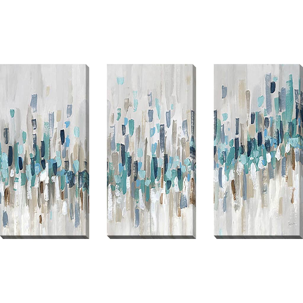 "Blue Staccato" 3 Piece Set on Canvas