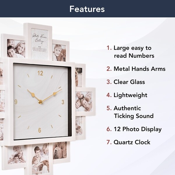 American Art Decor Picture Frame Collage Wall Clock Photo Display