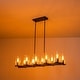 preview thumbnail 10 of 10, 10-Light Industrial Farmhouse Linear Candle Chandelier with Cylinder Clear Glass Shade