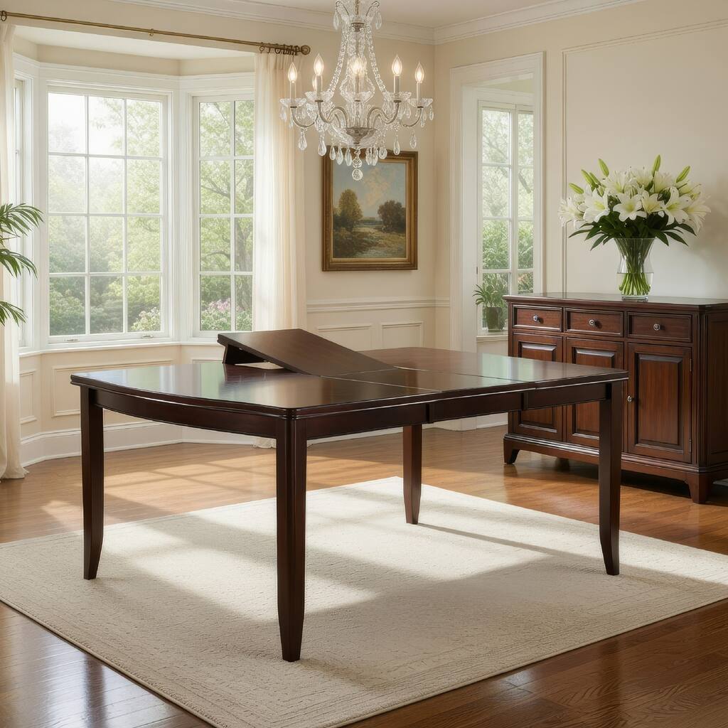 Red 60 Inch Rectangular Dining Table, 2 Extendable Butterfly Leafs ...