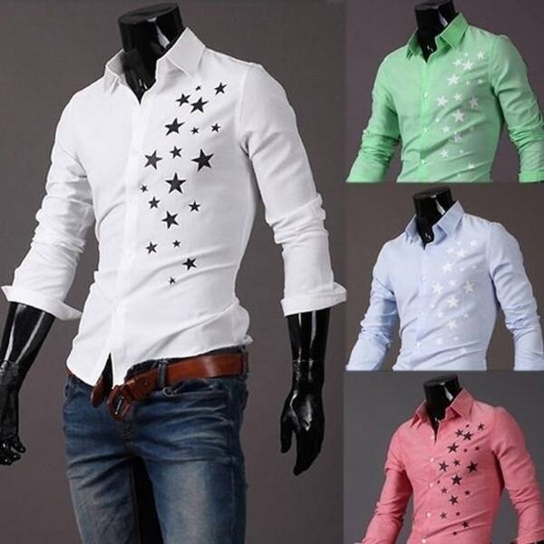 Shop Fashion Men S Long Sleeve Slim Fit Korean Style Five Stars
