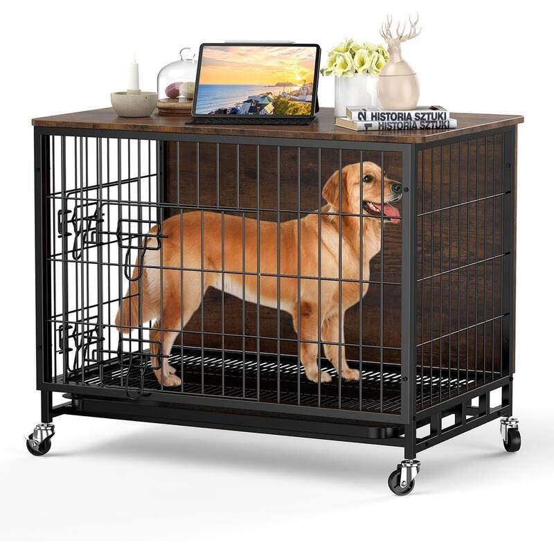 Dog Crate Furniture, 27" Dog Kennel End Table - Brown