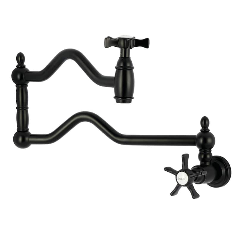 Kingston Brass Essex Double-Handle Wall-Mount Pre-Rinse Bridge Kitchen Faucet - Matte Black