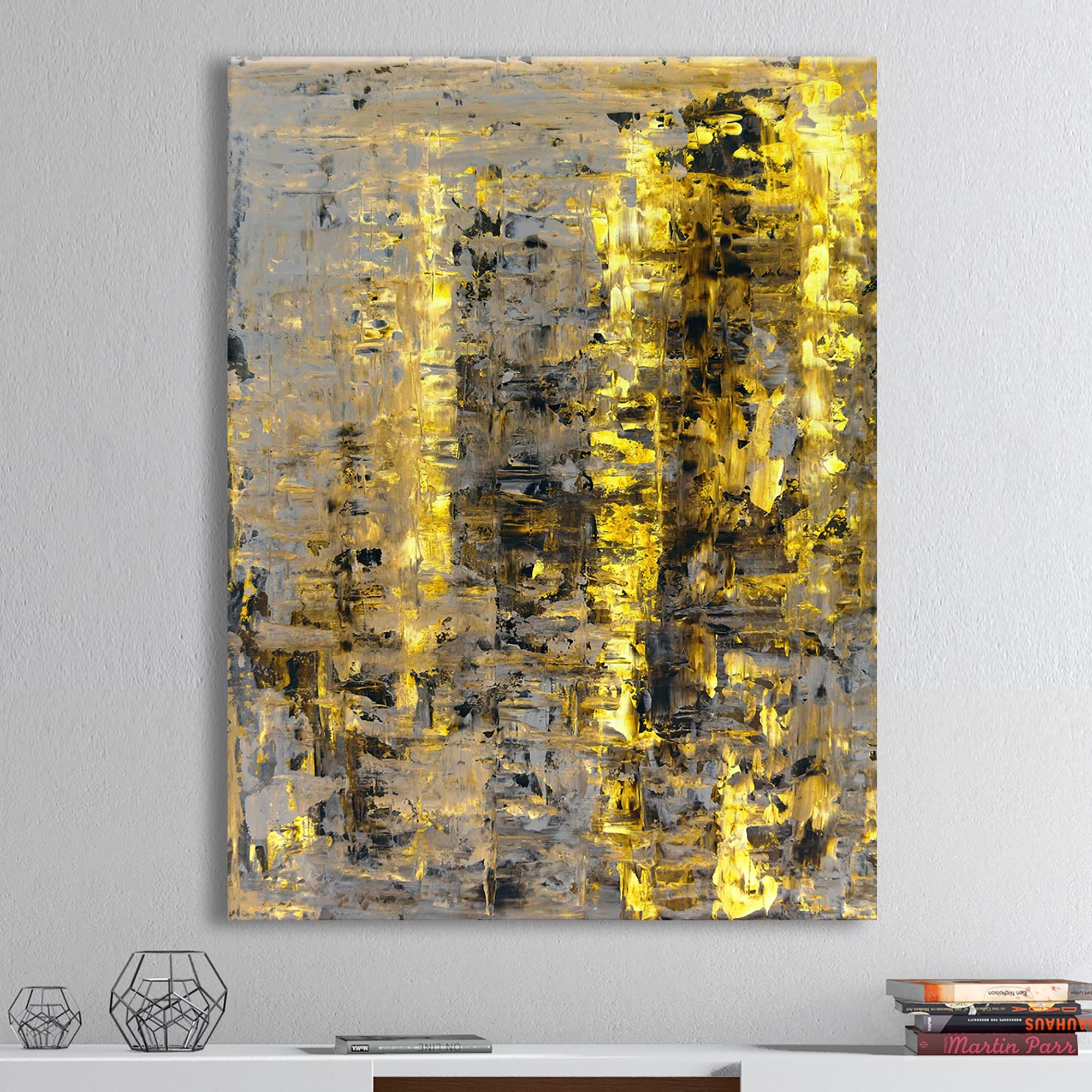 ABSTRACT FLORAL ART PICTURE YELLOW AND CREAM CIRCLES CANVAS SPLIT PANELS 112cm 