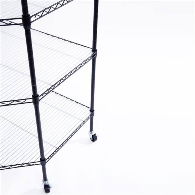 6-Layer Plastic Coated Polygonal Corner Shelf with 2" PP Wheels - (26.77 x 26.77 x 70.87)"