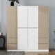 preview thumbnail 3 of 10, Freestanding Wardrobe Closet Cabinet with Hanging Rods & 4 Drawers, 6-Doors Wooden Clothes Storage Cabinet Bedroom Armoire
