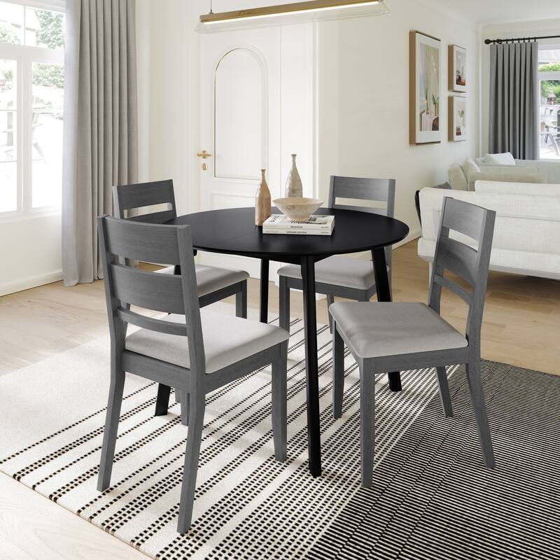 CraftPorch Elegance 4-Piece Chair and Round Table Wooden Dining Set