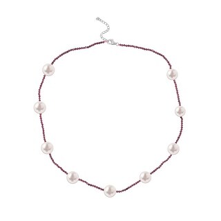V3 Jewelry Freshwater Pearl and Natural Garnet Sterling Silver Station Necklace main image 1