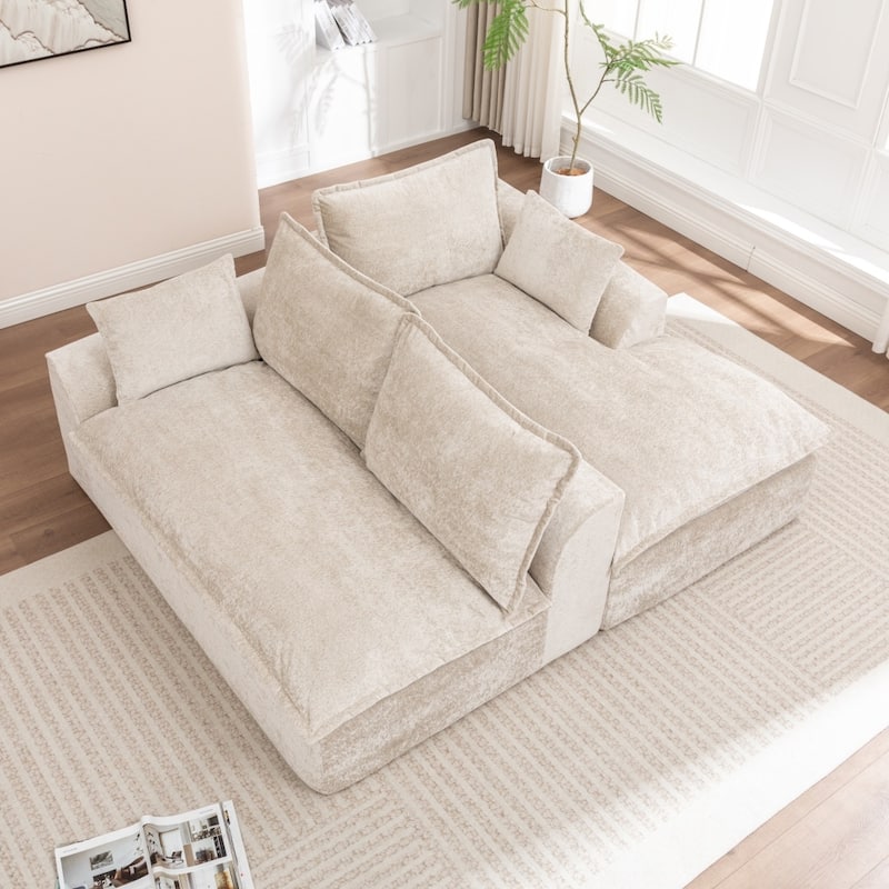 103.15" Modern Chenille Boneless Sectional Sofa with Chaise