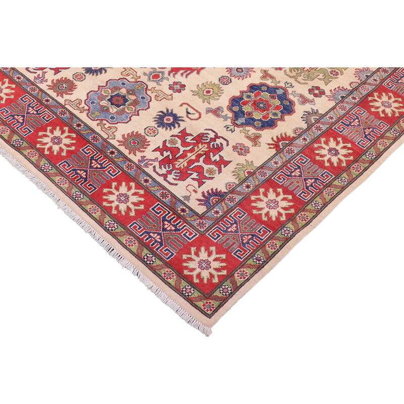 Southwestern Kazak Reese Natural/Red Wool Rug - 5'6'' x 7'8''