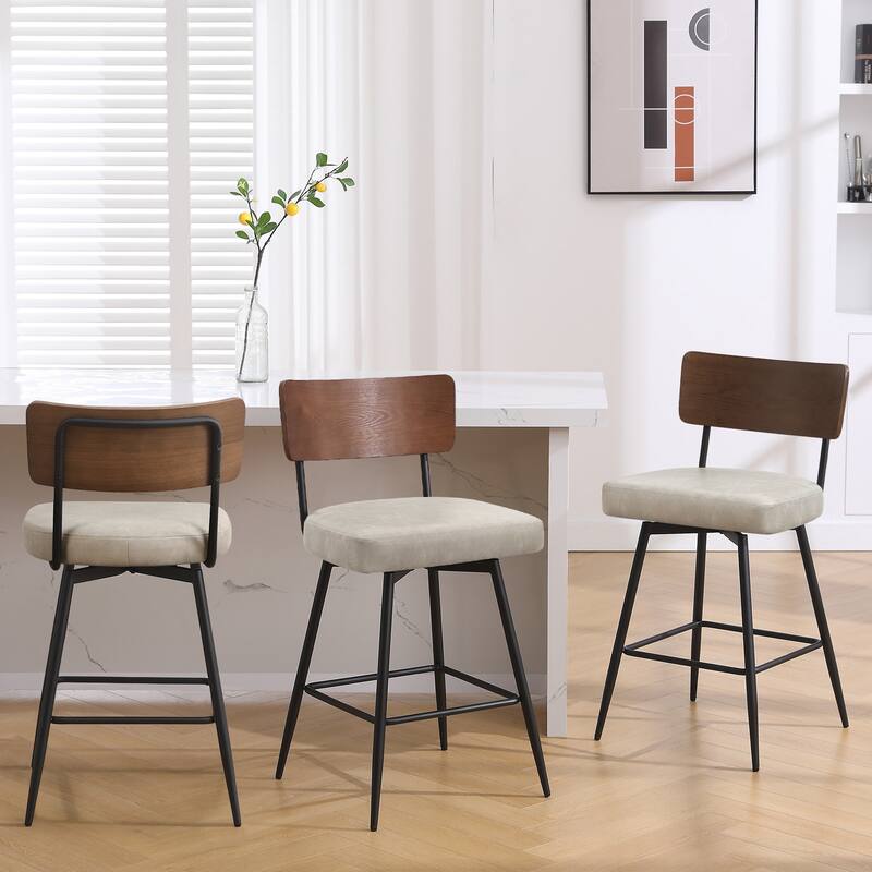 26"/ 29" Faux Leather Swivel Counter/ Bar Stools Set of 2/3