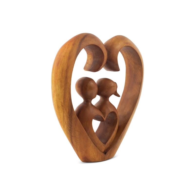 8" Wooden Hand Carved Abstract Contemporary Statue "Heart and Soul" Figurine Gift Home Decor Sculpture Handmade Art Decoration