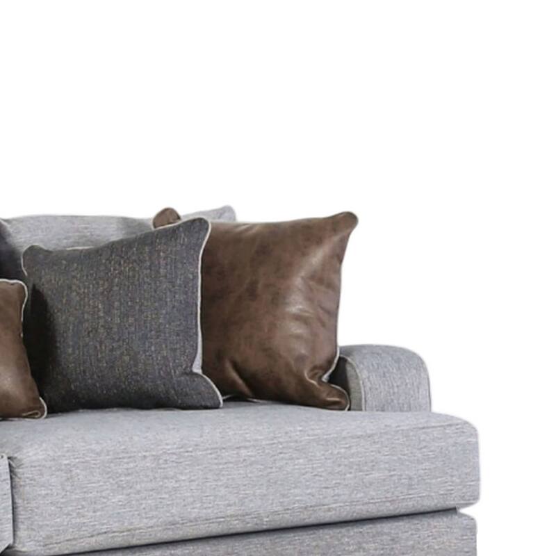 Yeni Sofa, 4 Accent Pillows and 1 Lumbar, 96 Inch Gray, Brown