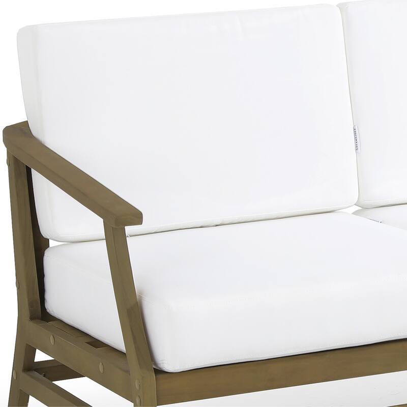 Teak Outdoor Patio Club Chairs Loveseat with Cushions