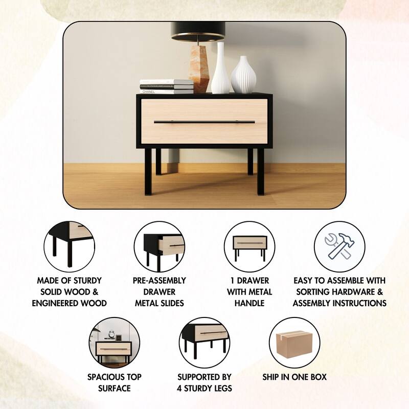 CraftPorch Mid-Century 4-pieces Wooden Bedroom Set